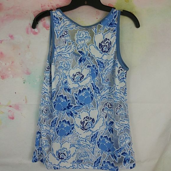 ❤️4/$20❤️ ASOS Floral Blue Sheer Blouse - Picture 3 of 3